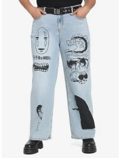 Best Sale π€© Her Universe Studio Ghibli Spirited Away Icons Wide Leg Denim Pants Plus Size β