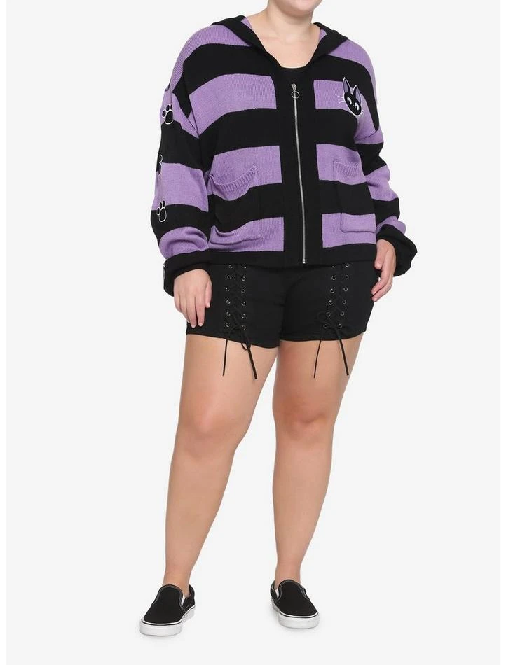 Deals 😍 Studio Ghibli Kiki's Delivery Service Jiji Stripe Skimmer 👧 Girls Hooded Cardigan Plus Size 🥰 2 Deals 😍 Studio Ghibli Kiki's Delivery Service Jiji Stripe Skimmer 👧 Girls Hooded Cardigan Plus Size 🥰 - Image 2
