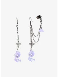 Discount ✨ Studio Ghibli Spirited Away Lilac Haku Cuff Earrings 🛒