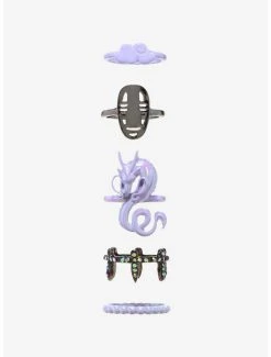 Cheap 𧨠Studio Ghibli Spirited Away Haku Lavender Ring Set π