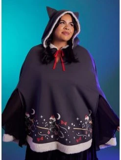 Outlet ❤️ Her Universe Studio Ghibli Kiki's Delivery Service Fuzzy Trim 👧 Girls Poncho Plus Size 👍