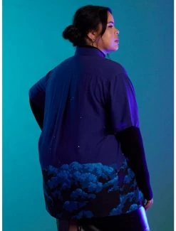 Promo 😍 Studio Ghibli My Neighbor Totoro Night Sky 👧 Girls Woven Button-Up Plus Size 👏 -Studio Ghibli Elegant Shop 19296161 av2